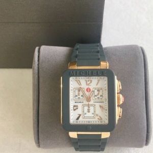 Michele Grey and Rose Gold Park jelly bean watch